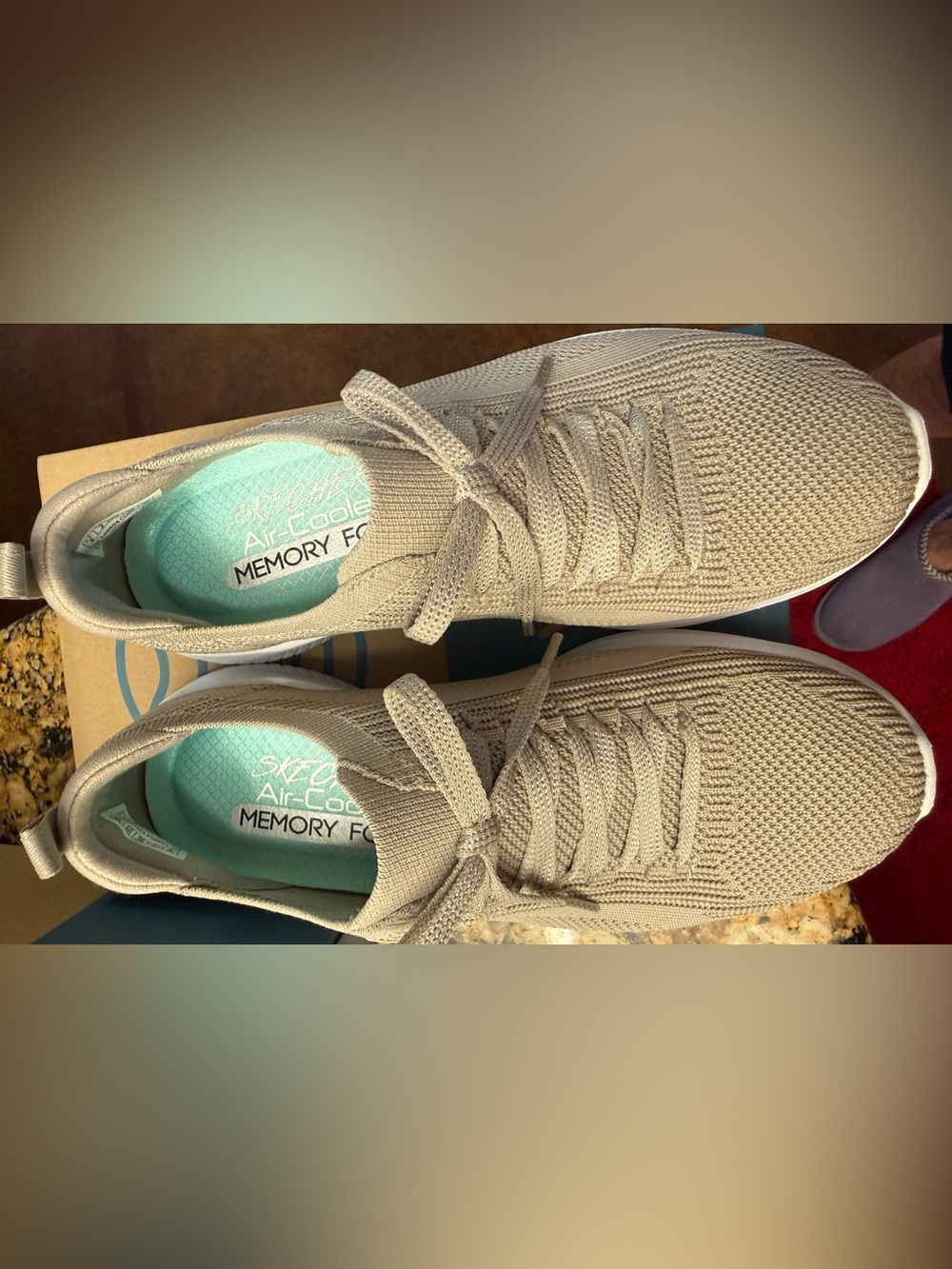 Skechers Lightweight Knit Sneakers - tan with white sole